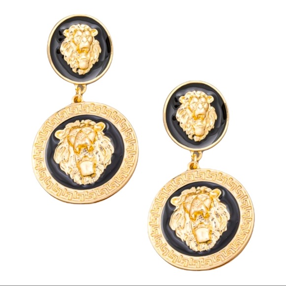 1 Left! ~ Lion Medallion Earrings 🦁 - Picture 1 of 3